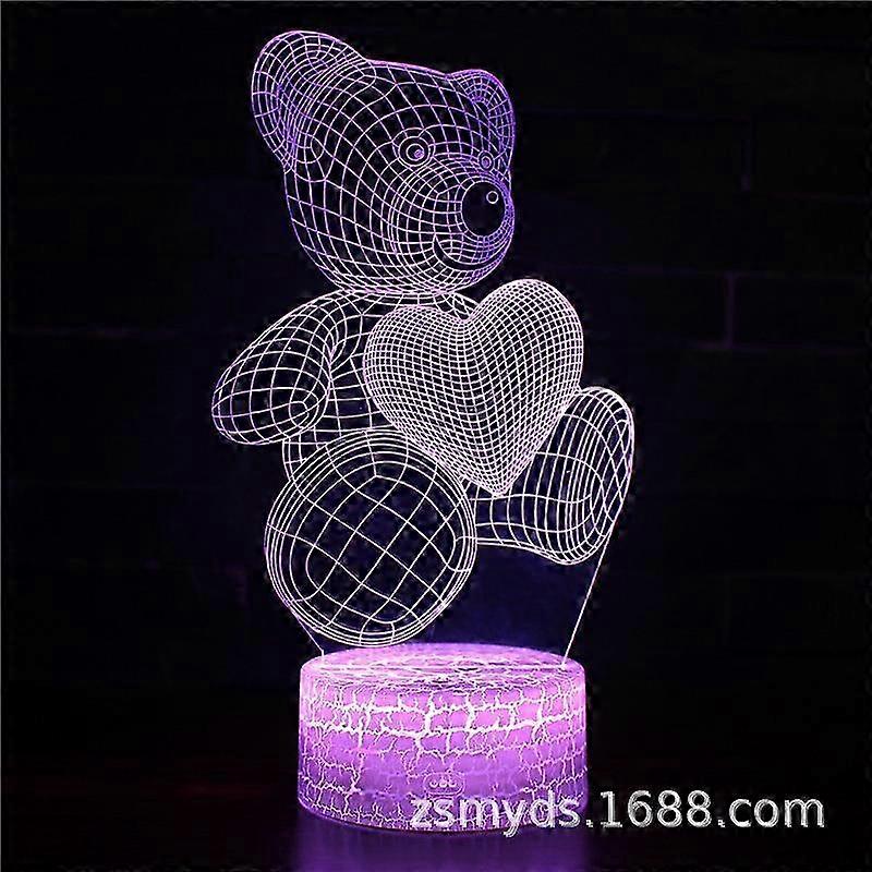 3D Illusion Teddy Bear Night Light, Remote 16 Color Changing Kids Christmas Gift