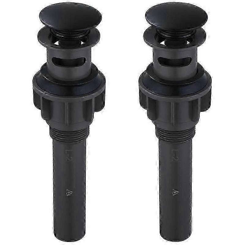 Waschbeckenabfluss mit Überlauf 2er Pack, mattschwarzer Pop-up-Abflussstopfen Waschtisch Waschbecken Clicker Abflussstopper SZRH A-S