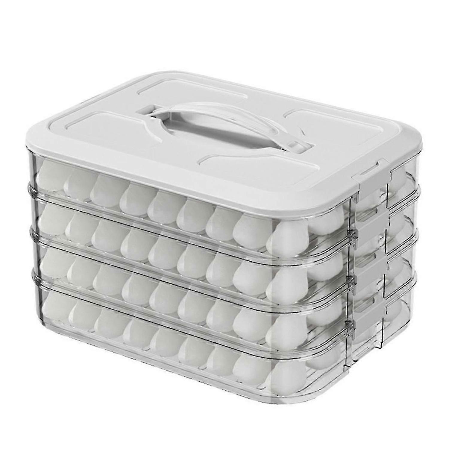 Dumpling Box,4 Layers Freezer Safe Food Storage Containers, Stackable Snack Container with Lid, Cookie Storage Container