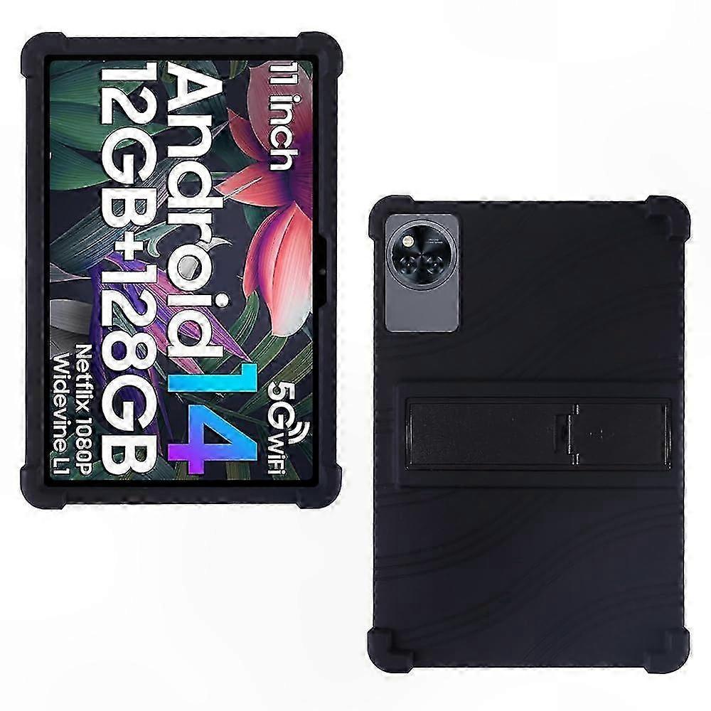 Silicone Protective Case with Adjustable Stand for 11 Inch Tablets, Compatible with Multiple Models, Black