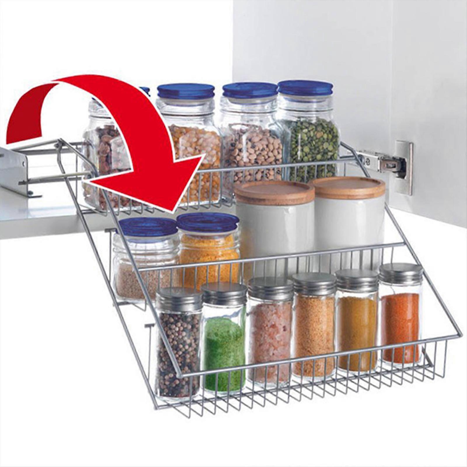 Pull Down Spices Rack Spice Storage Holder for Restaurant Desktop Cabinet