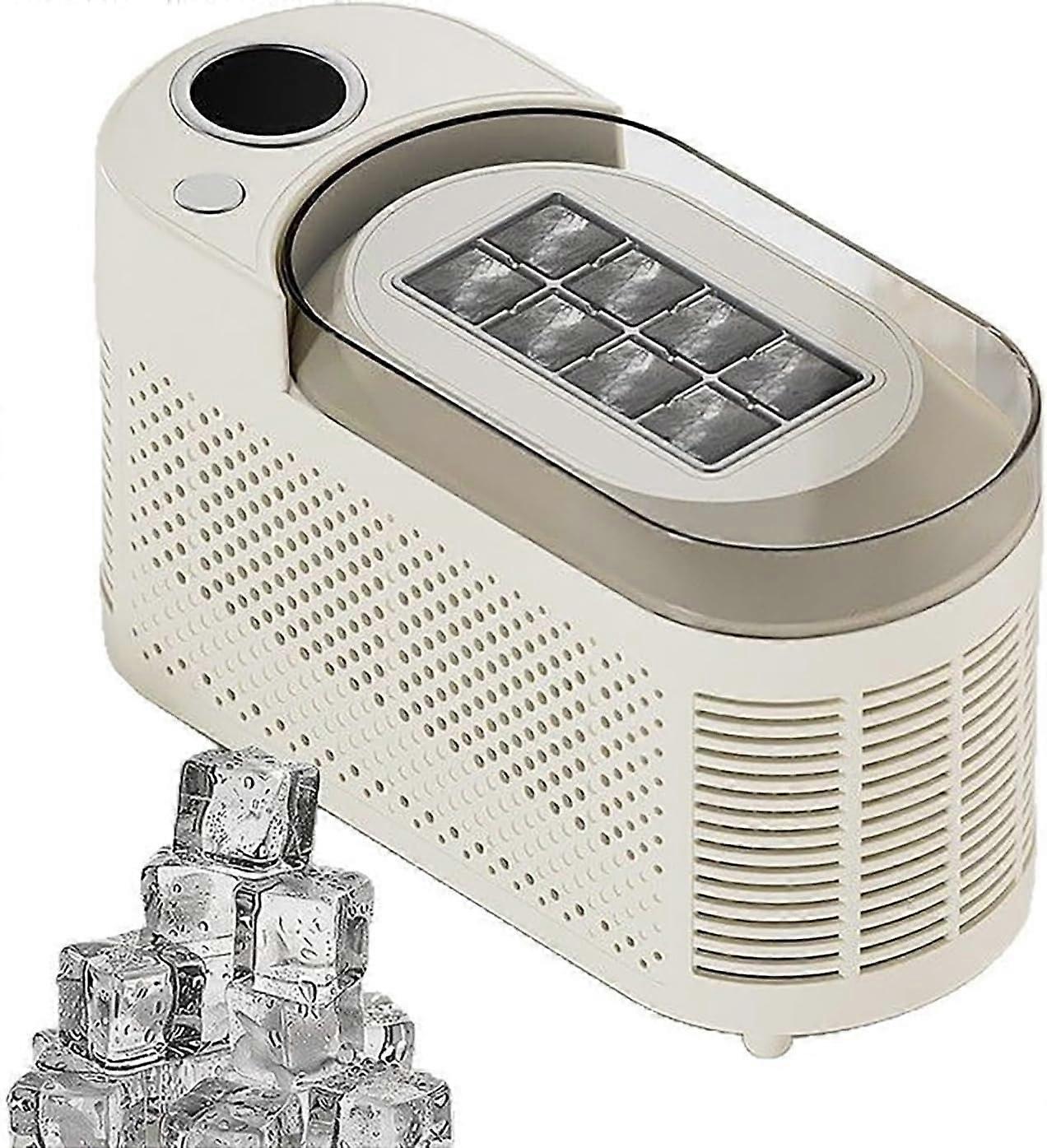 Portable Ice Maker Machine White For Home Desk Camping 8 Cubes Per Cycle Detachable Basket Office Desk Compatible