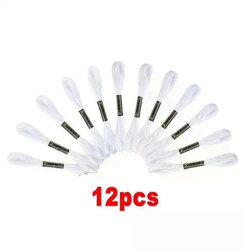 12/24Pcs Black And White Cross Stitch Thread Embroidery Floss Skeins Black Color Hand Sewing Threads DIY Craft Needlework