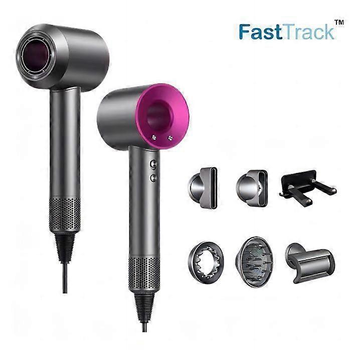 FastTrack XF01 Ionic Hair Dryer, Fast Drying 1600W, 3 Speeds, 4 Temperatures, Quiet, with 1 Diffuser and 4 Nozzles