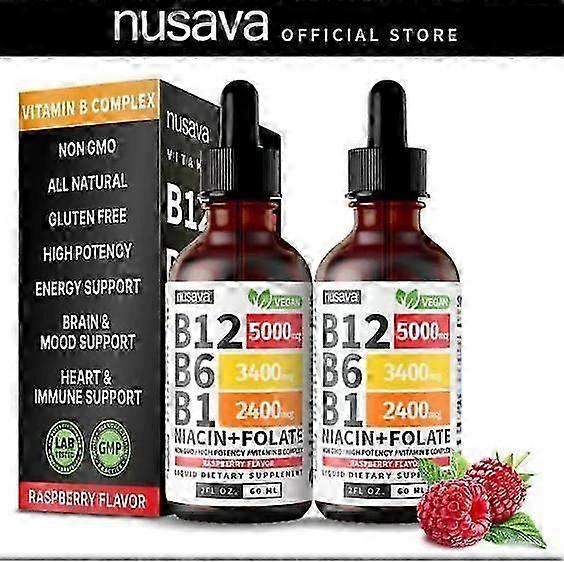 Vitamin B12 and B6 Liquid Drops (2 Pack): Sublingual B Complex for Daily Energy and Vitality