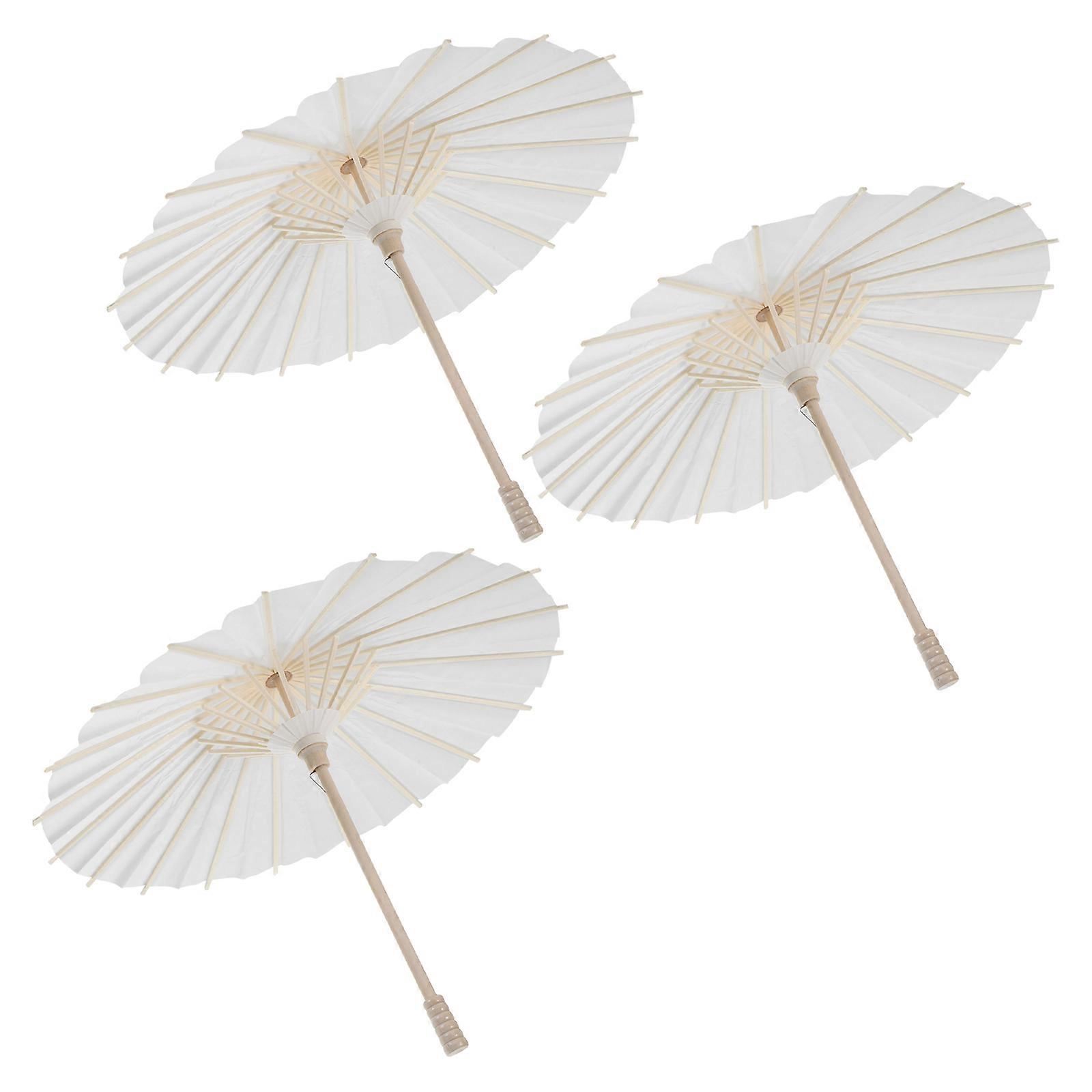 White Chinese Oiled Paper Parasol Blank Paper Umbrella DIY for Decor
