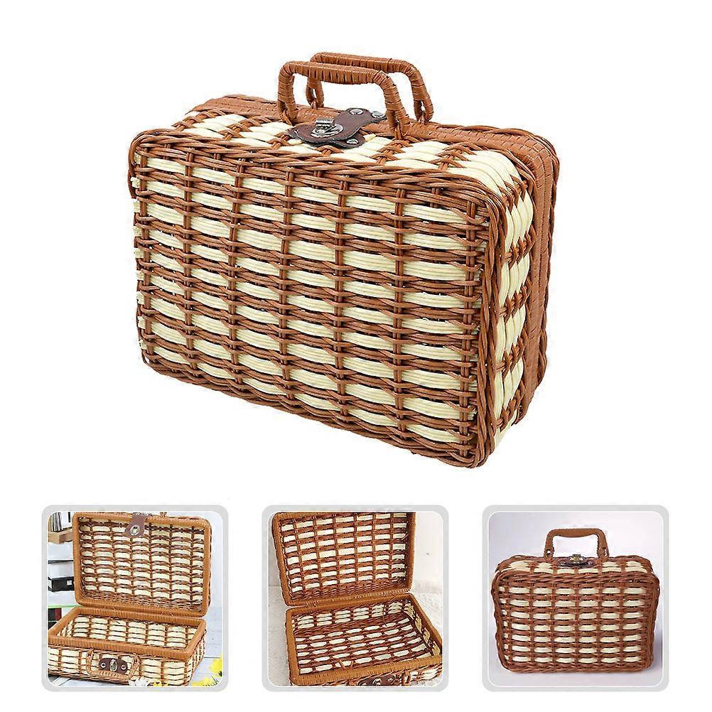 Retro Handwoven Storage Box for Storage 3Pcs Woven Basket with Carry Handle