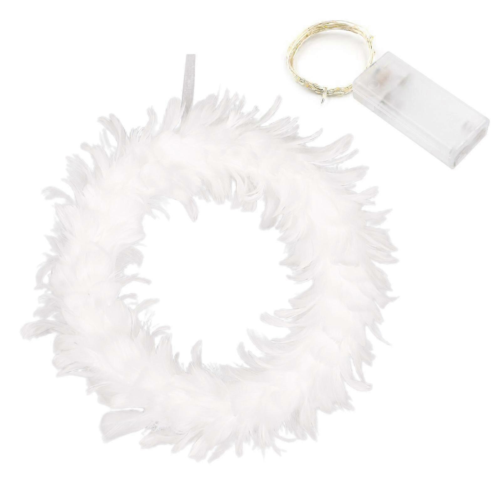 LED Artificial Feather Wreath, Faux Feather Decor for Home Style Decor