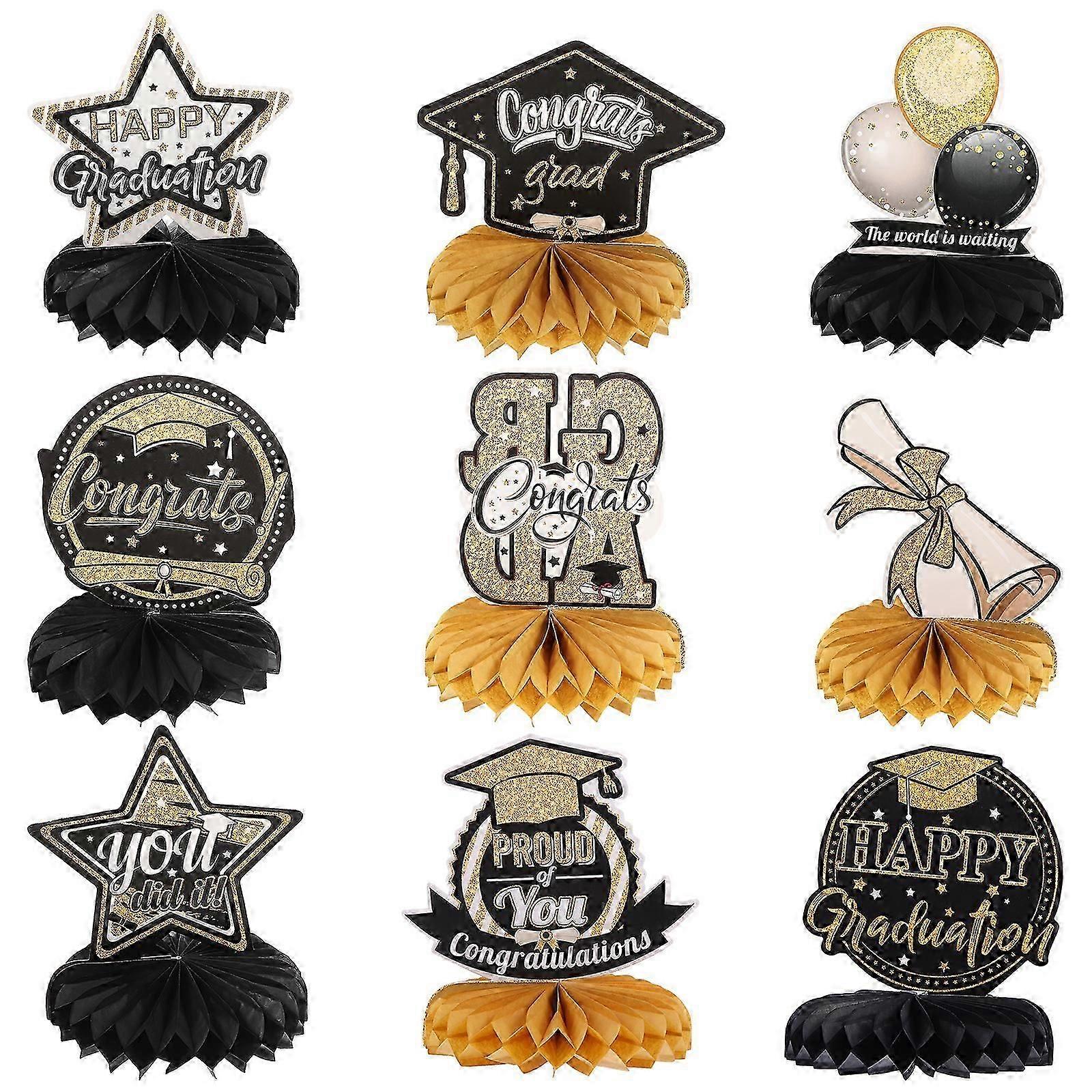 9pcs Graduation Party Decorations Graduation Season Honeycomb Centerpieces Graduation Table Decor
