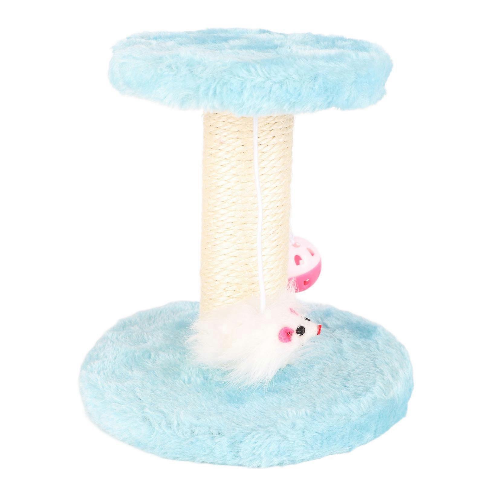 Interactive Cat Scratching Post 2 Layers Sisal Blue Plush Tree