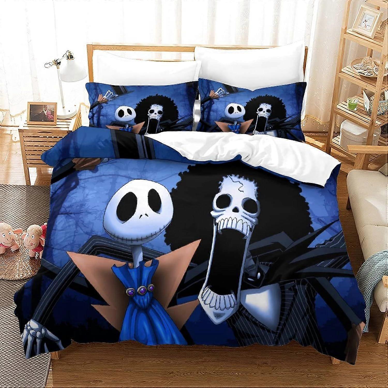 PIN3030 3D Nevresim Seti Karikatür Yatak Seti The Nightmare Before Christmas Yetişkinler İçin Yatak Örtüsü Baskı Yatak Odası Koleksiyonu Çift Kişilik 200x200c
