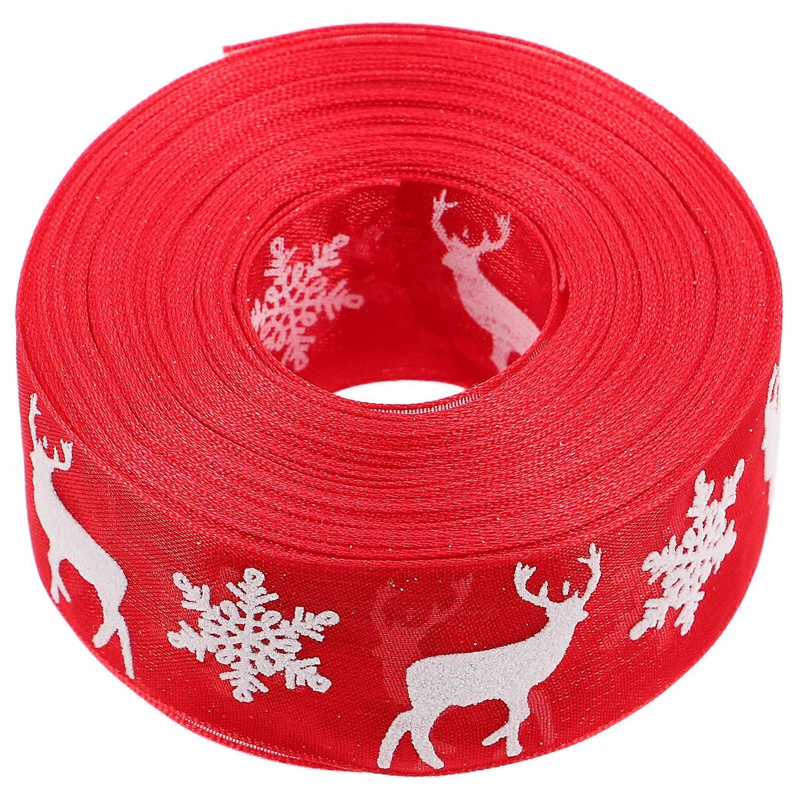 Christmas Ribbon Deer Pattern Trim Roll for Party Decoration 1 Roll