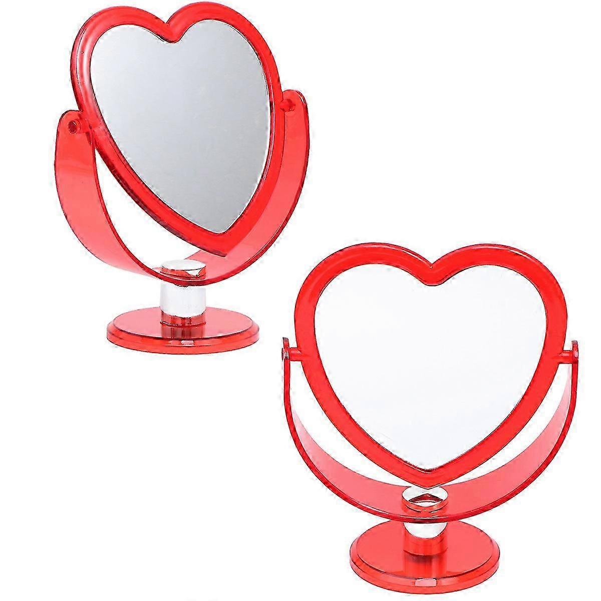 Heart-Shaped Makeup Mirror Adjustable Angle Stable Base Acrylic 1Pcs For Home Decoration