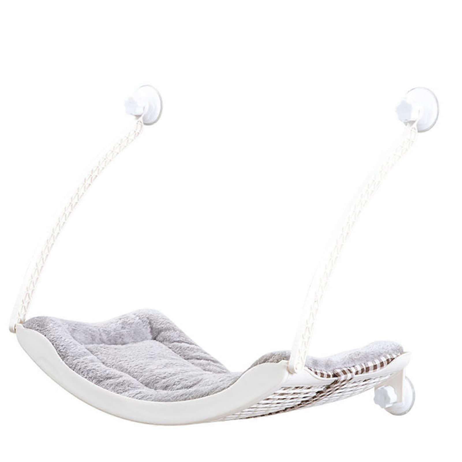 Cat Window Perch For Indoor Cats Velvet Hammock Window Seat, White, Suspended Ventilation Grid, Strong Load Bearing