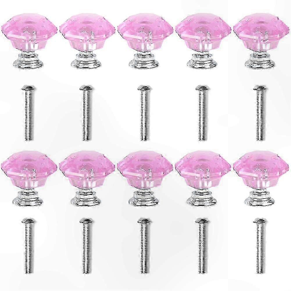 مجموعة مقابض خزانة مكونة من 10 قطع مع سحب درج من الزجاج الكريستالي وسبائك الزنك