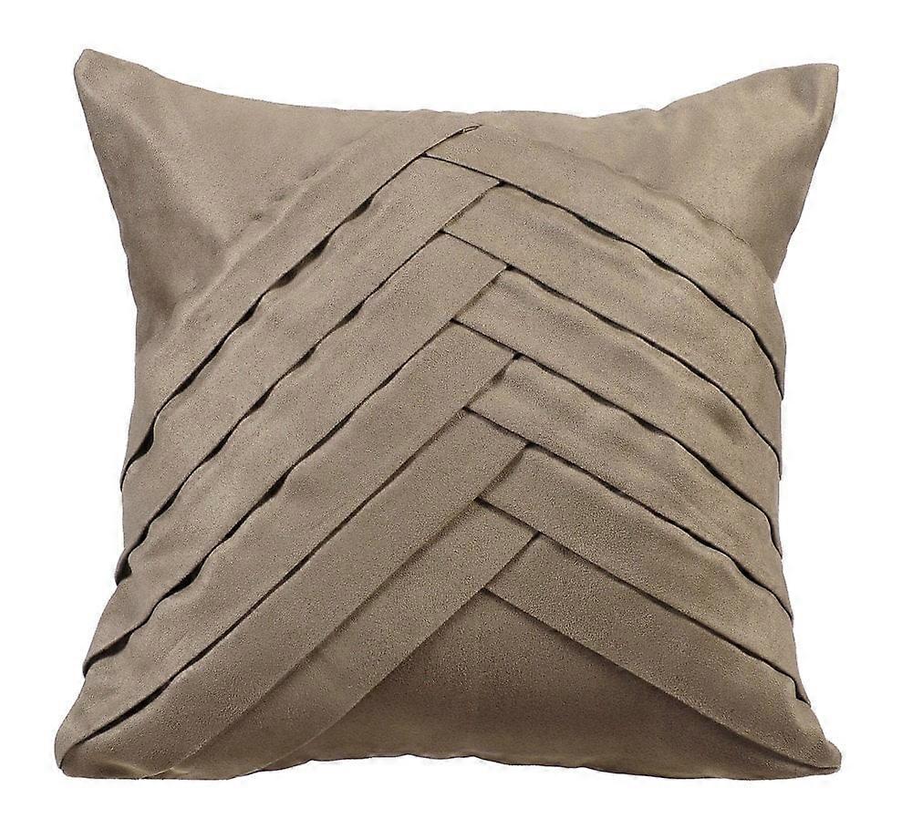 Stone Gray Euro Pillow Sham 26x26 inch, Suede Decorative Shams, Pintucks, Textured, Striped, Modern Solid Color - No Limits No Lines