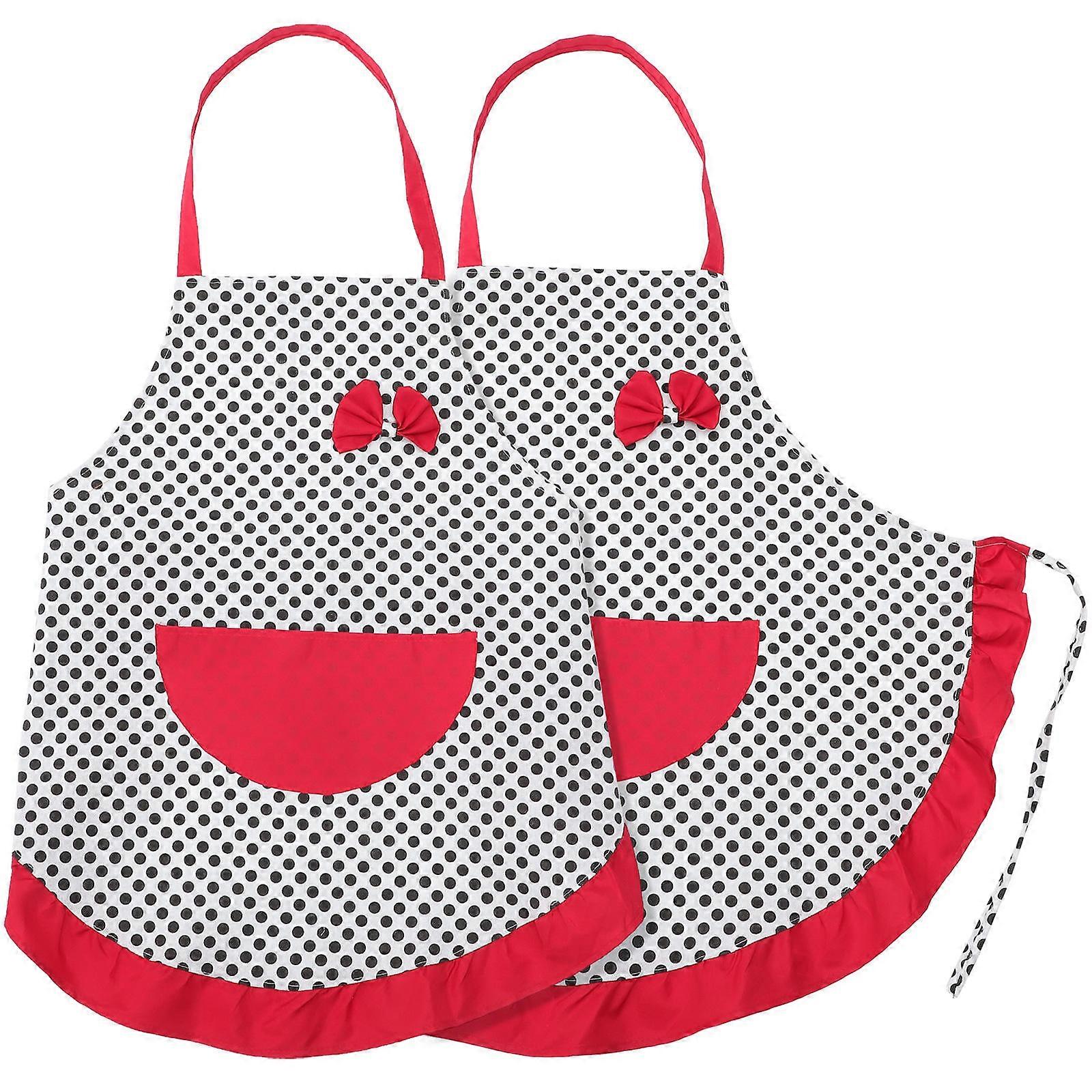 Halter-Neck Bowknot Apron for Cooking 2Pcs with Pocket