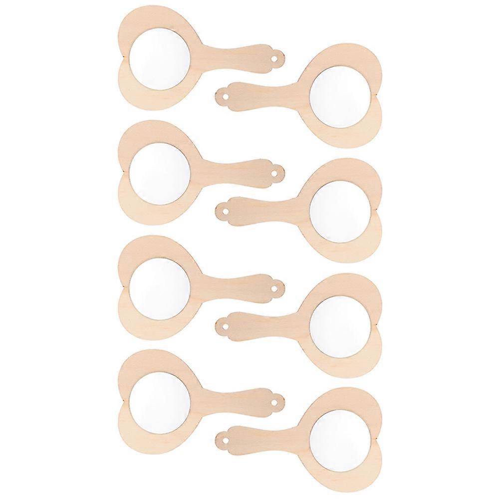 Unfinished DIY Wooden Mirror Handheld Mirror for Kids 24Pcs Set