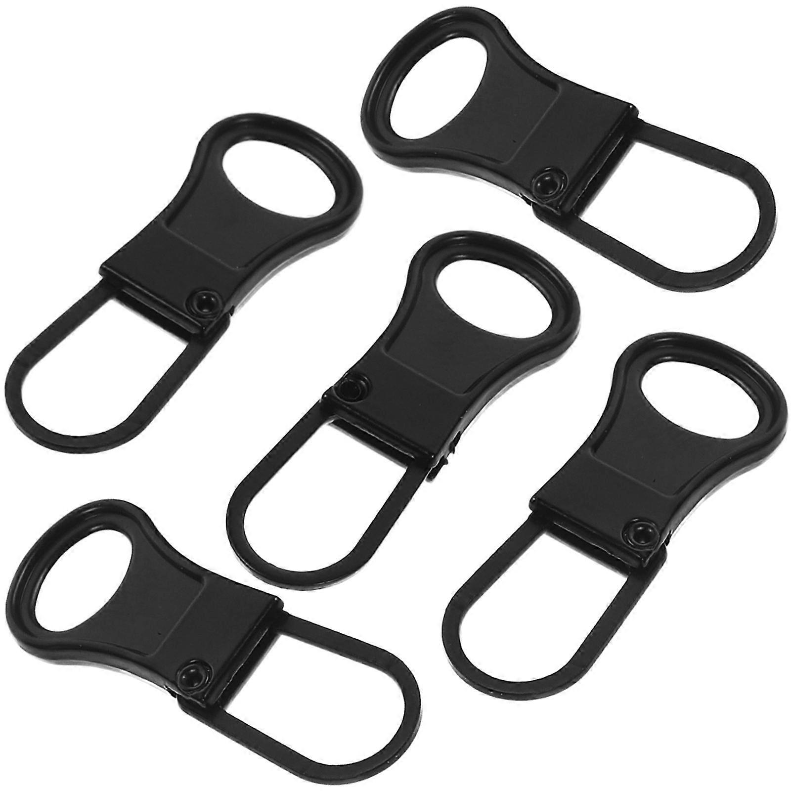 5Pcs Black Alloy Zipper Pulls Replacement Tabs for Jacket Repair