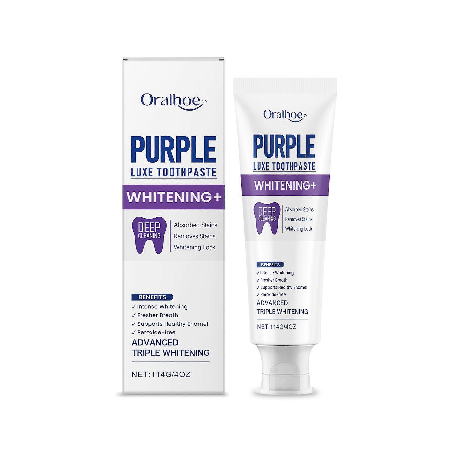 Oralhoe Cleaning Toothpaste, Provides Gentle Daily Care. The Purple Toothpaste Has A Physical Color Adjustment That Refreshes And Cleanses Yellow Teet