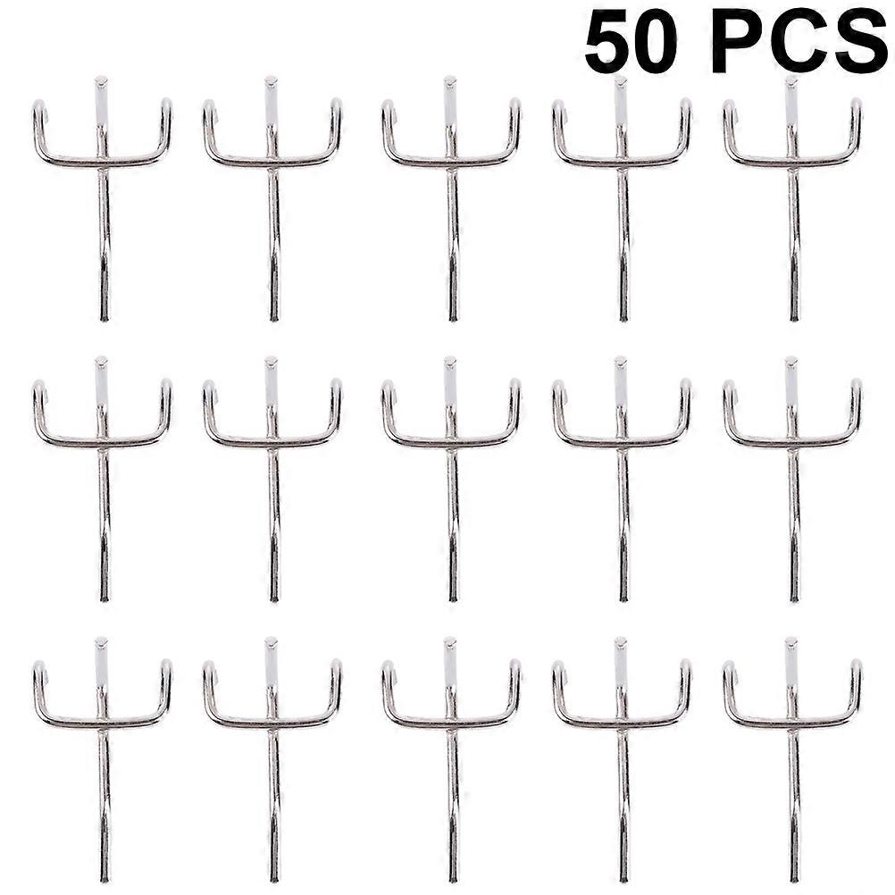 Supermarket Shelves 50Pcs Triangular Hook Storage For Limited Space 3.3mm Width 3.2cm Hole Diameter Silver