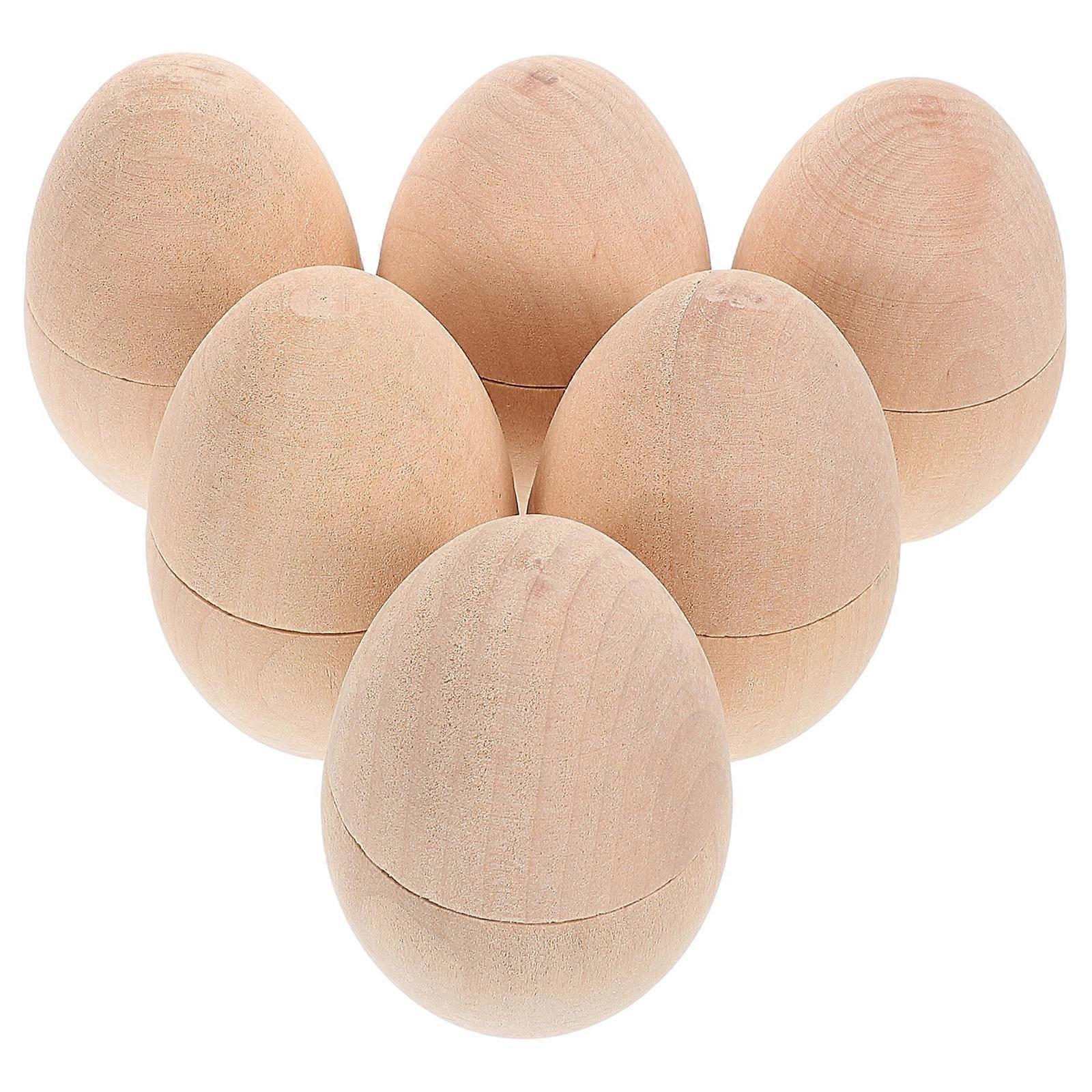 18 Pcs Unfinished Wood Craft Eggs For Easter Holiday Activities And Family Crafts In Beige Color With DIY Functionality