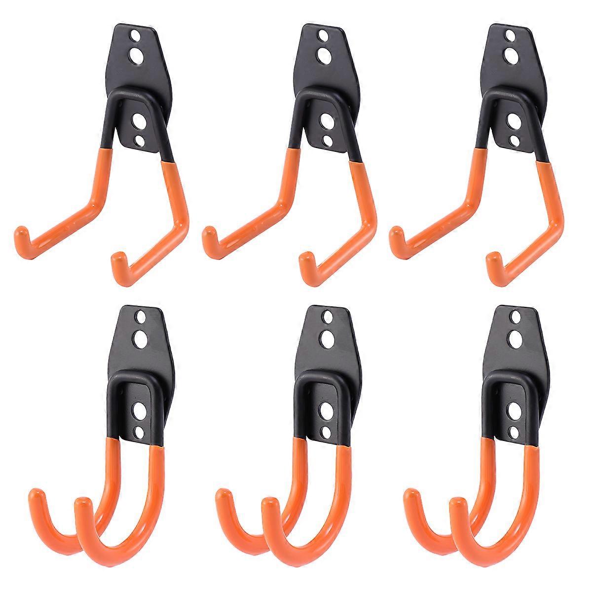 Strong Metal Hooks 12Pcs For Storing Items In Garage Or Balcony Designed For Heavy Items Like Bikes And Bags In Orange Color