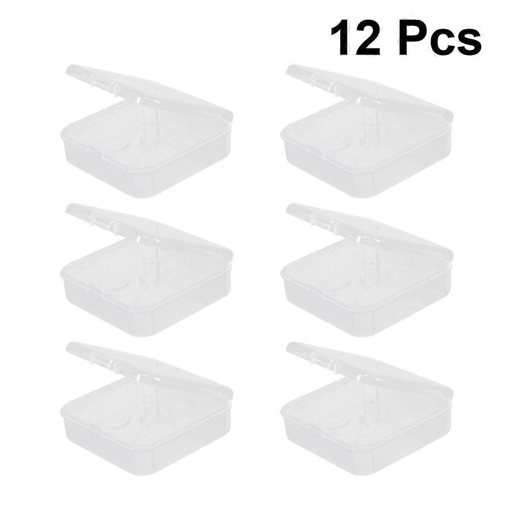 Storage Containers Plastic Transparent Square Boxes Home Organization Transparent Lid Multipurpose Storage 12Pcs