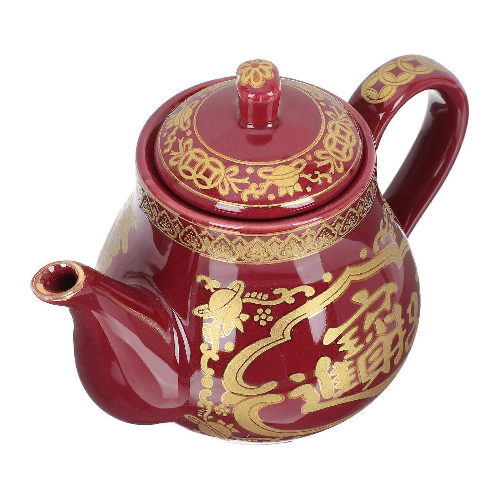 Chinese Retro Teapot Ceramic Teaware Anti-Scalding Handle 14.5x9cm 1Set