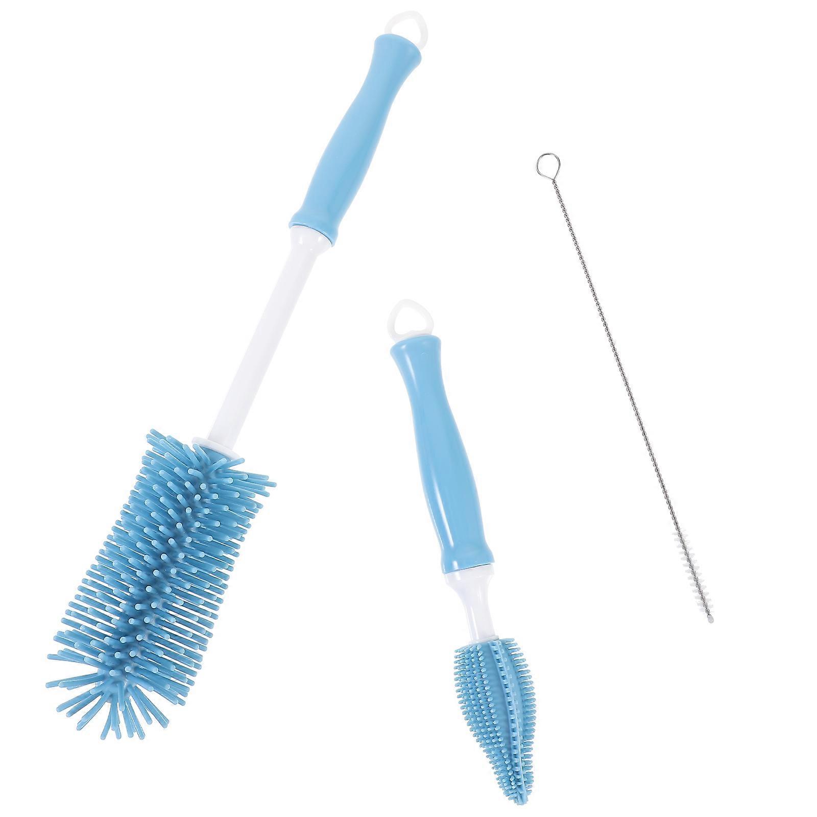 Silicone Brush Feeding-Bottle for Cleaning Use 1Pcs Baby 360 Degrees Rotating Blue