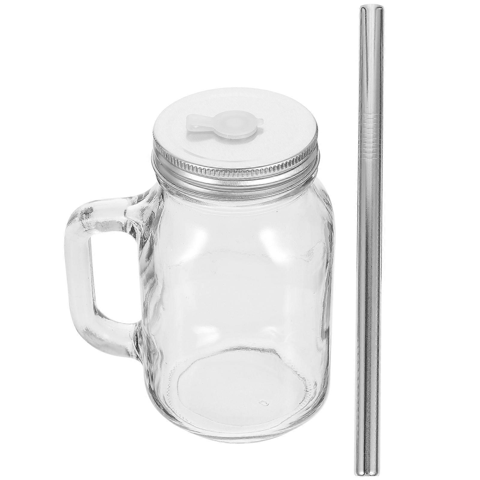 Glass Tumblers Milk Tea Cup Beverage Container Home Use 12X7X14.5CM Holds Beverages 1Set