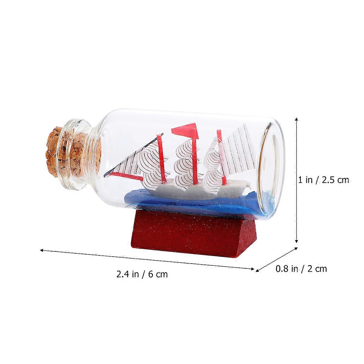 Mini Sailboat Decor Glass Bottle Crafts For Home Office 3Pcs Lightweight And Compact Size Suitable For All Occasions