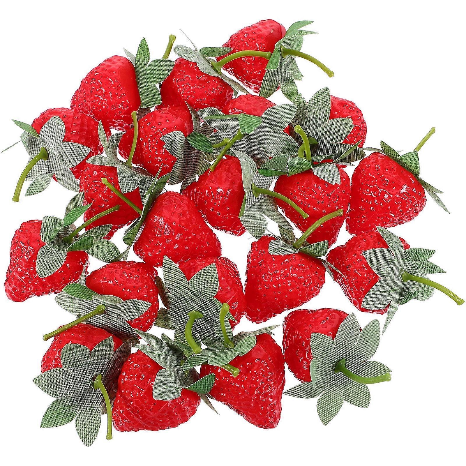 Fake Strawberries Photo Prop 96Pcs Lifelike Shape Teaching Aid Ideal For Educators Merchants And Film Set Display
