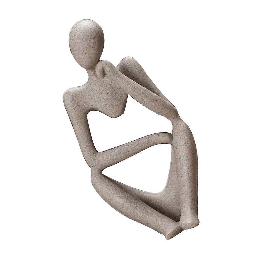 Abstract Figurine Desktop Thinker Statue for Decor 4Pcs Beige Resin