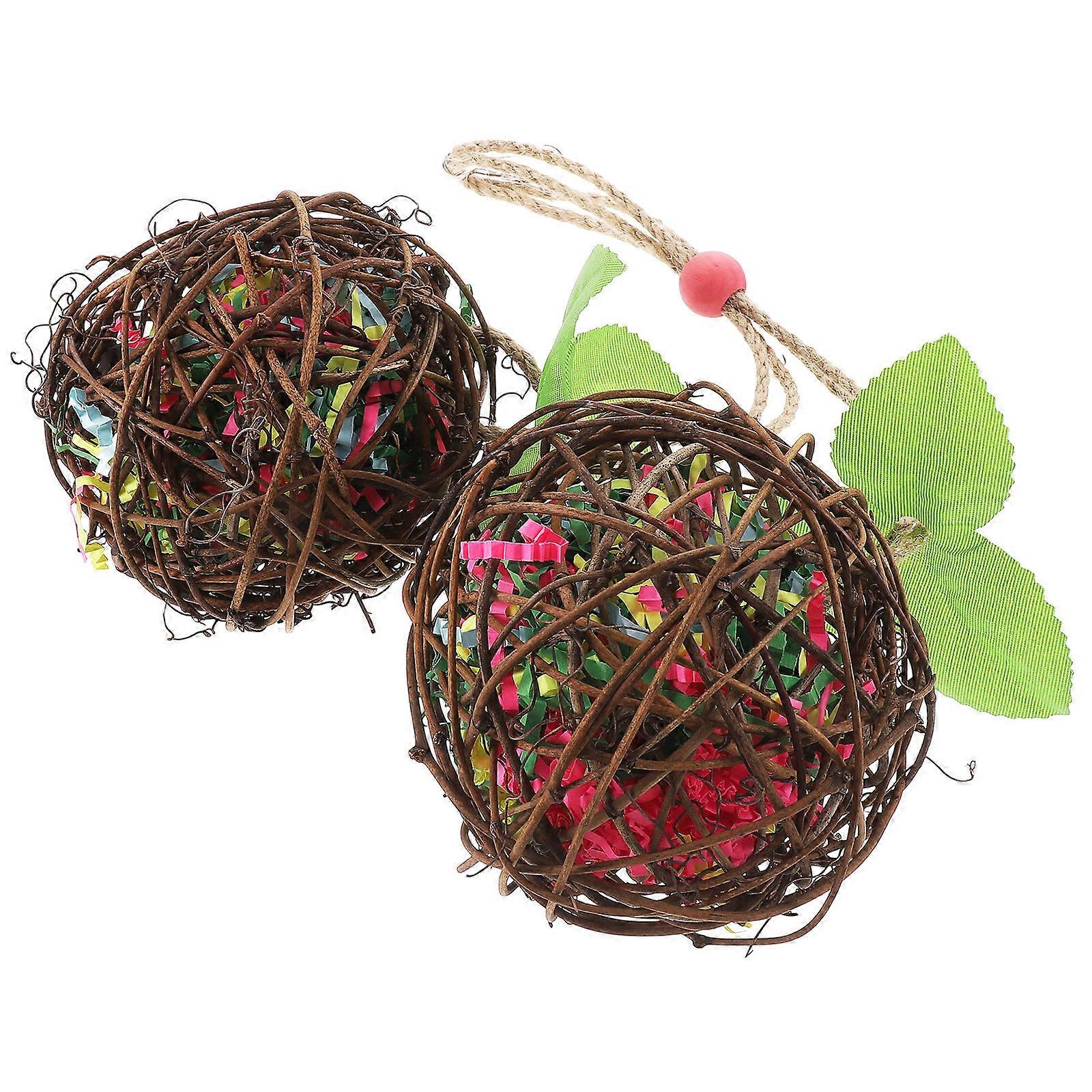 Wooden Bird Chewing Toy Parrot Shredding Toy Foraging Fun 3Pcs Set