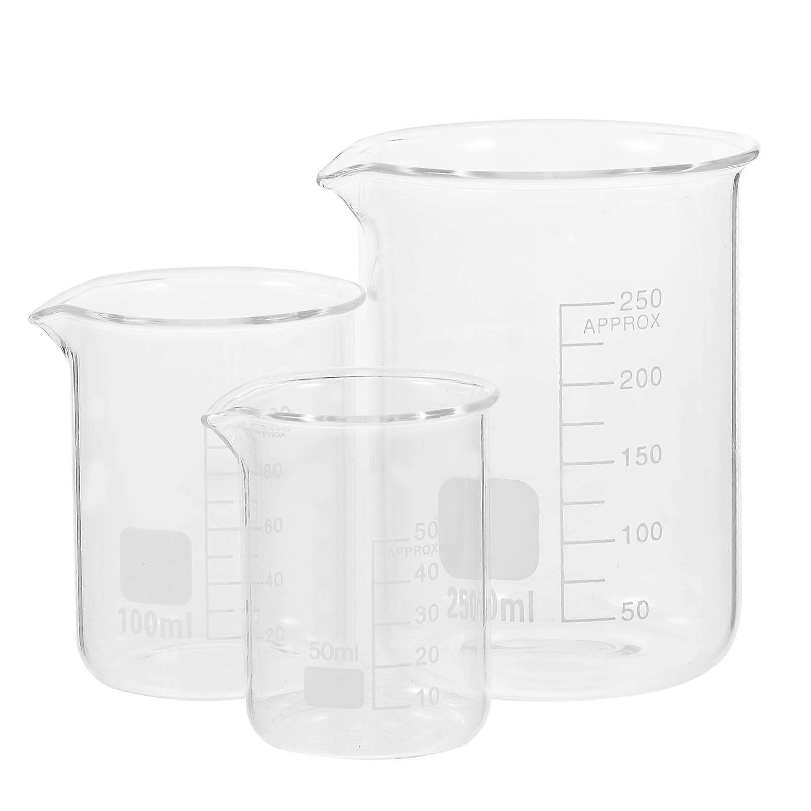 3Pcs Glass Beaker Graduated Measuring Cup for Laboratory Measuring