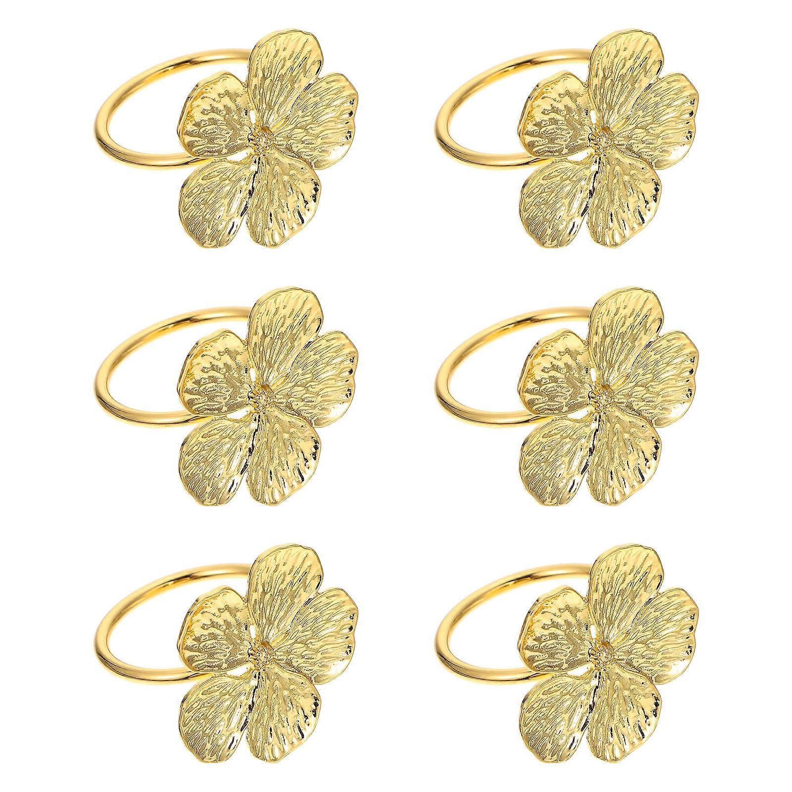 Metal Napkin Holder Flower Napkin Ring for Decor 6Pcs Assorted