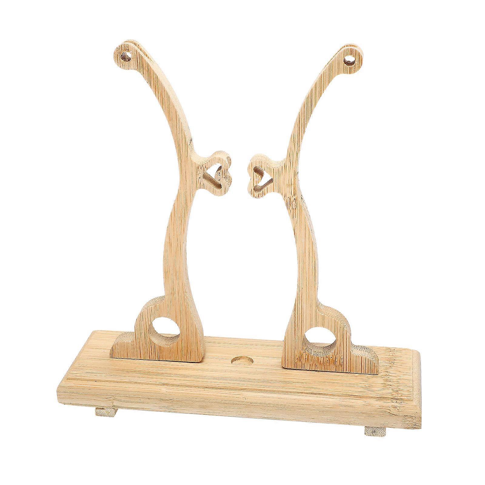 Handheld Fan Rack Wooden Round Fan Holder for Display 2Pcs