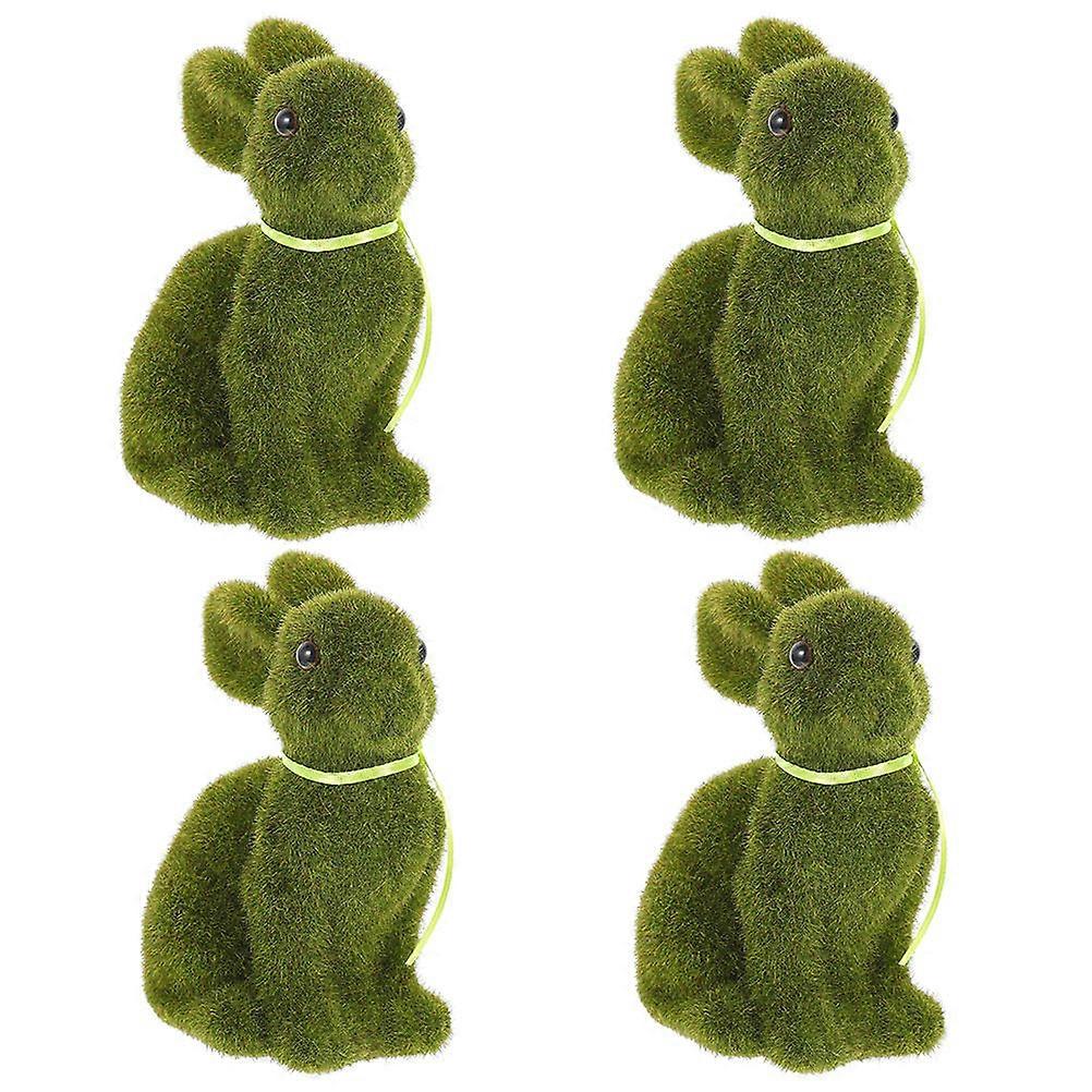 Easter Flocked Rabbit Party Decor Green Artificial Rabbit for 8Pcs