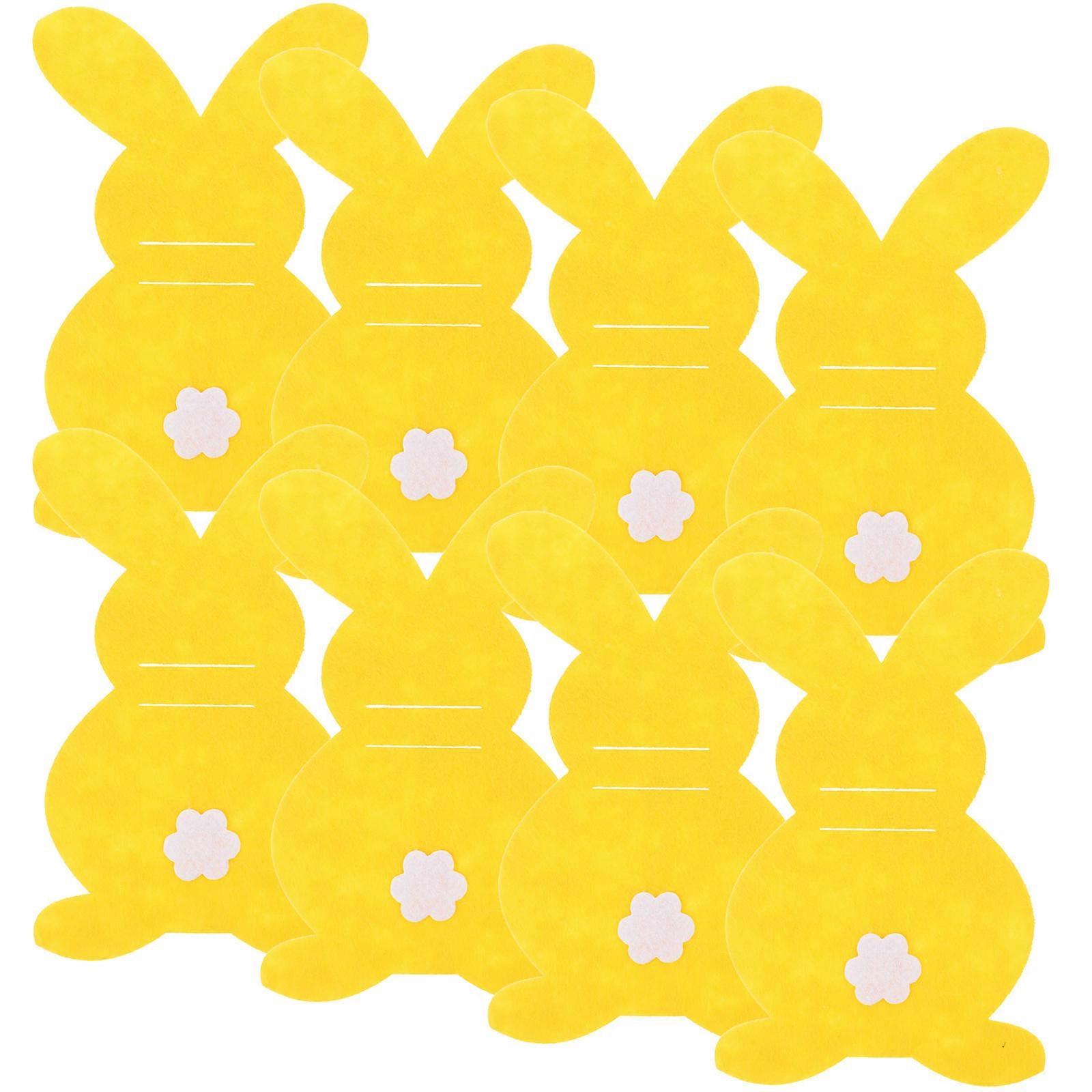 Rabbit Shape Cutlery Holder Silverware Sleeve for Storage 16Pcs Yellow Easter