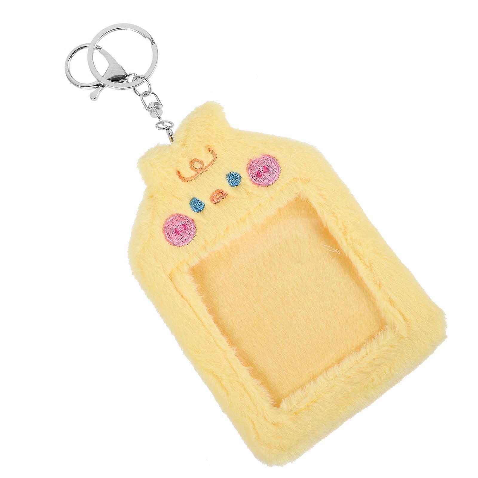 Plush Postcards Holder Card Holder Keychain for Protecting 2Pcs Cards