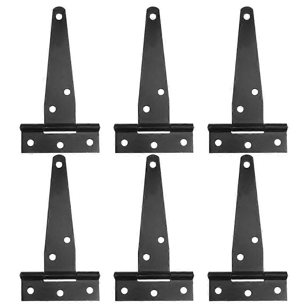 Shed Hinges T-Strap Shutter Hinge Durable Iron Material For DIY Projects Black 6Pcs