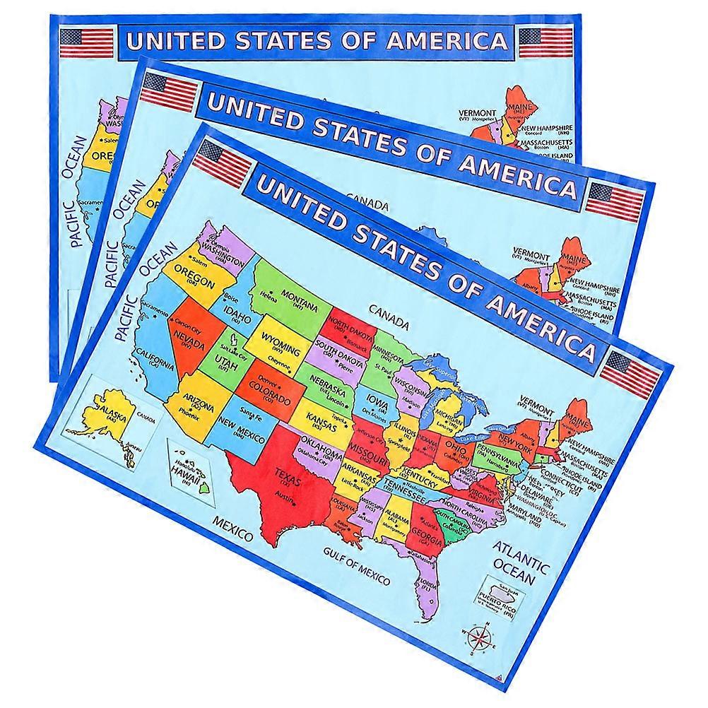 Laminated United States Wall Chart 12 Pcs Artistic For Classroom Teaching And Home Decor High-Definition Printing Geography Learning