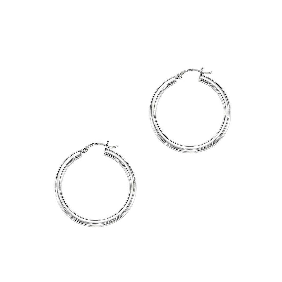 Boucles d’oreilles en or jaune massif 14 carats tube rond brillant avec fermoir à charnière boucle d’oreille pour femme