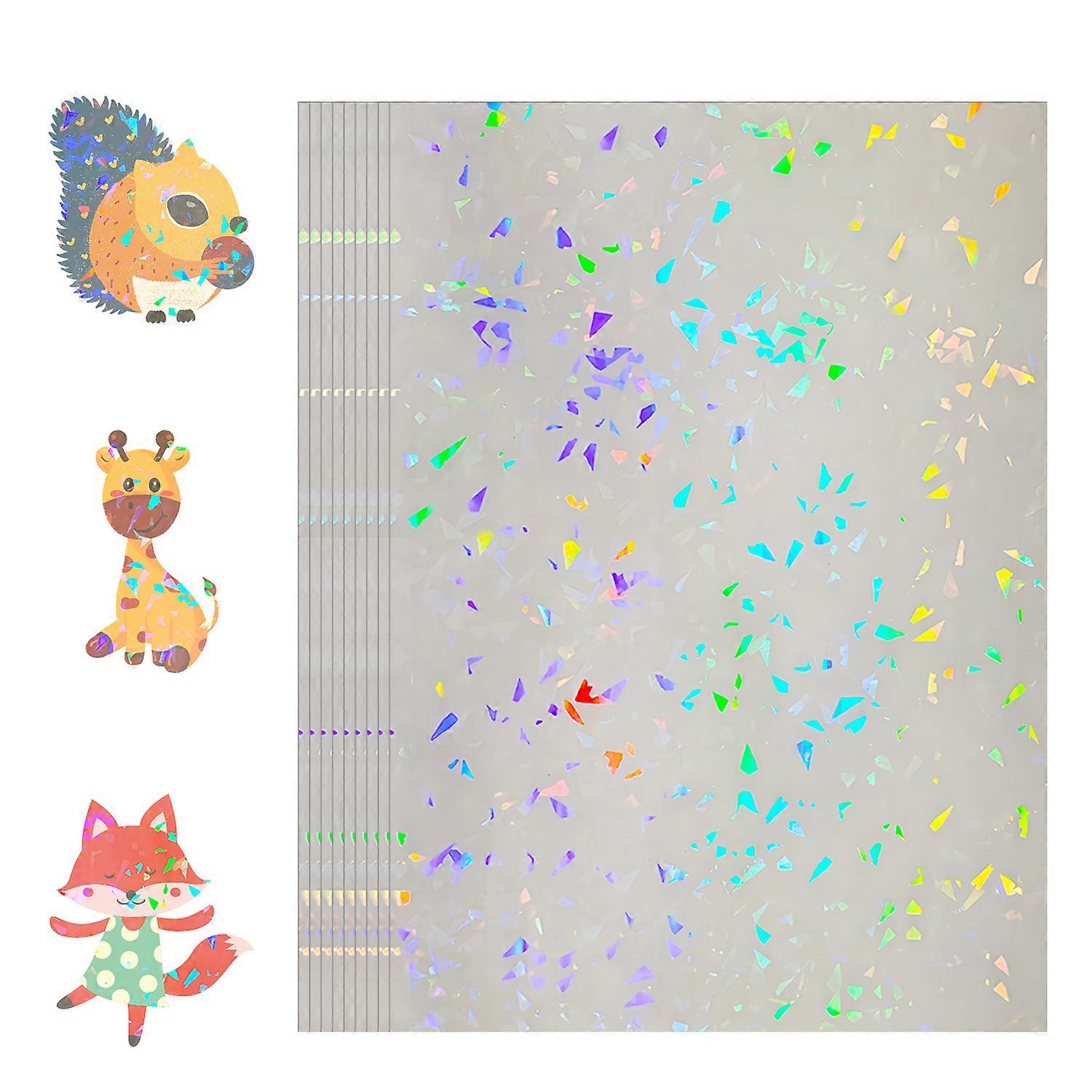 50 Sheets 4.1x2.9 Inches Holographic Premium Cold Laminated Film Glitter Holographic Overlay Laminating Self Adhesive Film-Gem