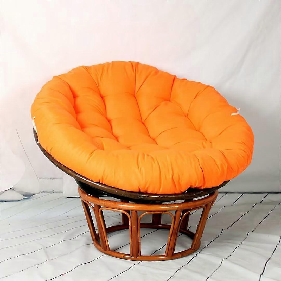 Outdoor Chair Cushion Round Rattan Swing Pad Egg Nest Seat Cushion Soft Orange Fabric 120x120cm Patio Garden Use