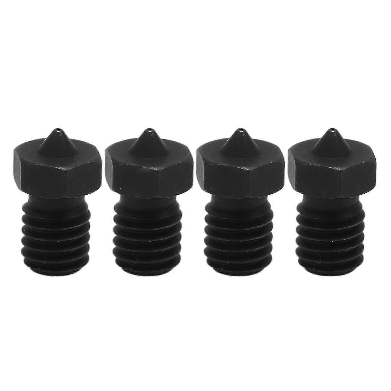4Pcs V6 Hardened Steel Nozzle High Flow High Temperature Resistant V6 Metal Nozzle for CR 10 Anet8 3D Printers 0.3mm