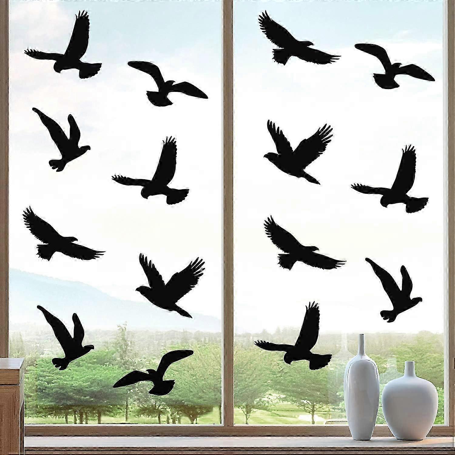 20 Pieces Large Size Anti-Collision Window Clings Bird Shape Window Sticker Alert Bird Window Decals for Preventing People and Bird Strikes on Wi