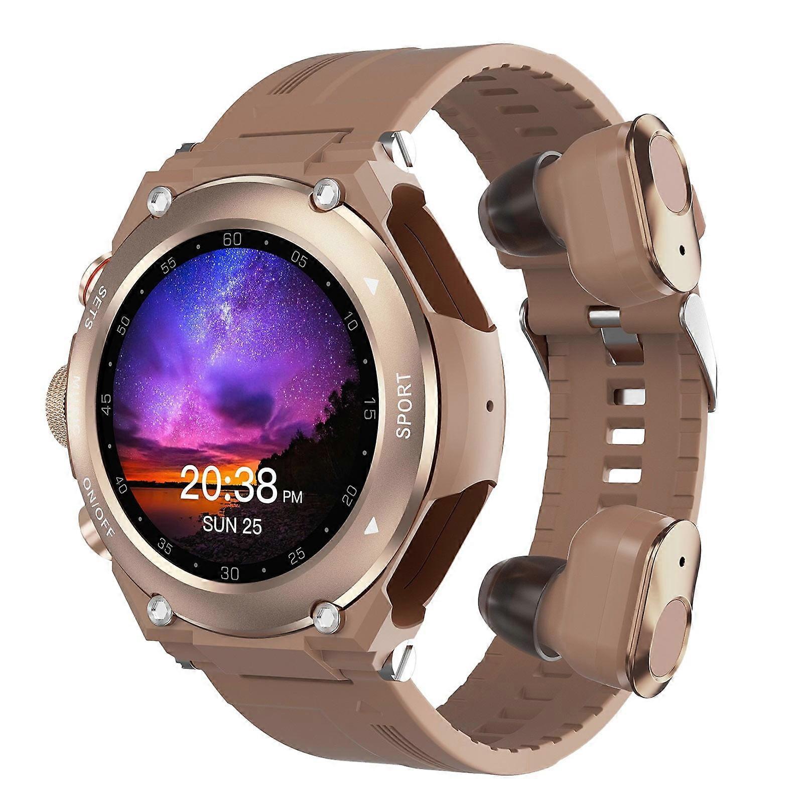 ZKCCNUK Smart Watch T92 with Earbuds, 1.28" MP3 Bluetooth Smartwatch, Circular Fitness Tracker with Built-in Wireless Earphones, Gifts for Family