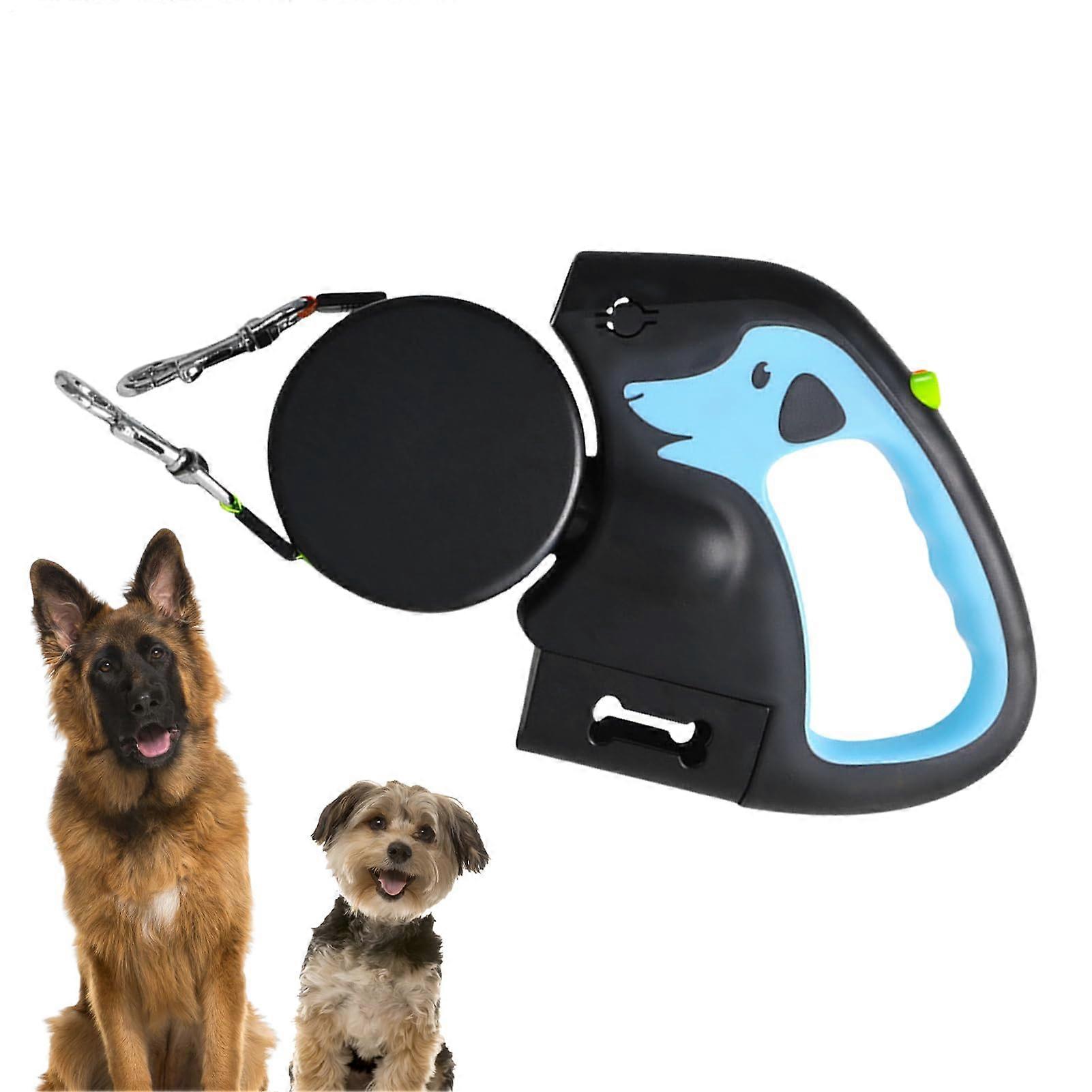 Dog Lead with Light Retractable Leash, WearResist Cord, Portable Walking Lead, Night Light, 6.5x1.5x4.8 In LightBlue